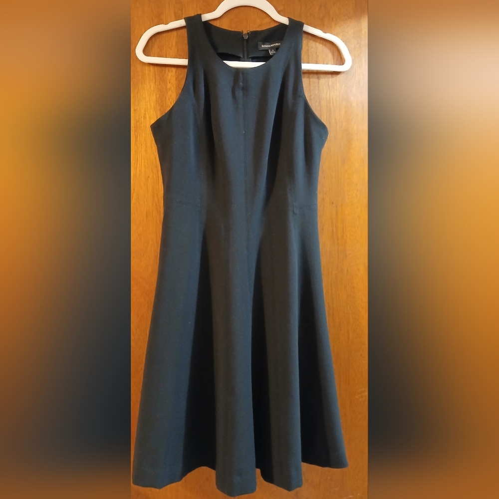 Banana Republic Black Seamed Flare Panel Dress
